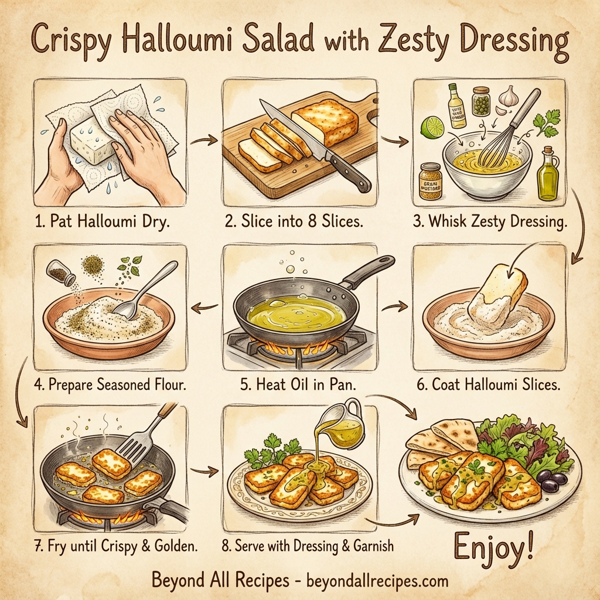 Crispy Halloumi Salad with Zesty Dressing instructions