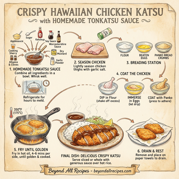 Crispy Hawaiian Chicken Katsu with Homemade Tonkatsu Sauce instructions