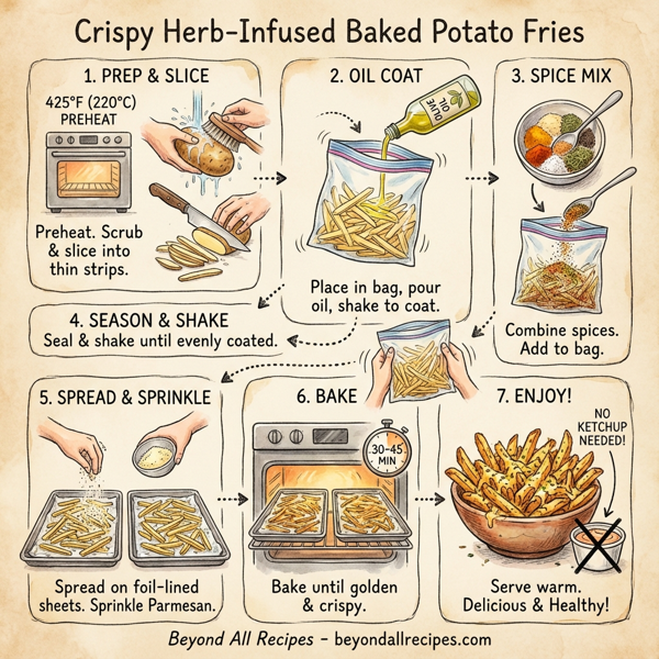 Crispy Herb-Infused Baked Potato Fries instructions