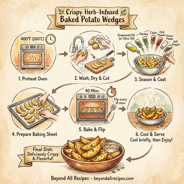 Crispy Herb-Infused Baked Potato Wedges instructions