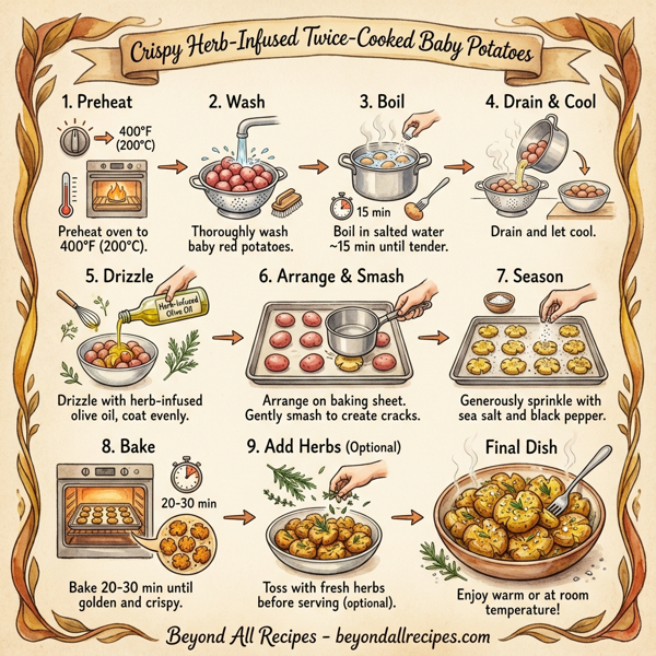 Crispy Herb-Infused Twice-Cooked Baby Potatoes instructions