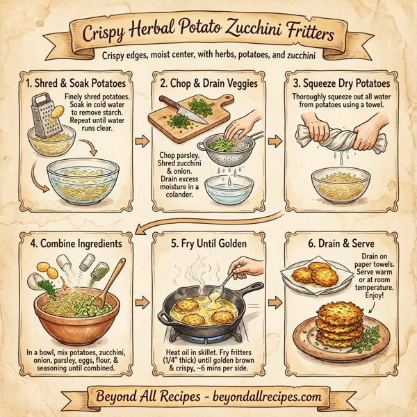 Crispy Herbal Potato Zucchini Fritters instructions
