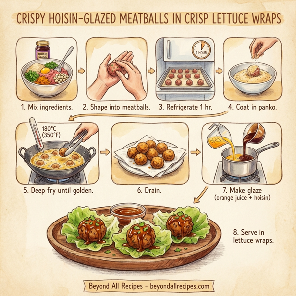 Crispy Hoisin-Glazed Meatballs in Crisp Lettuce Wraps instructions