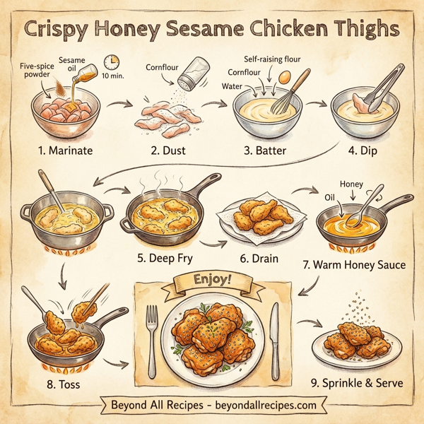 Crispy Honey Sesame Chicken Thighs instructions