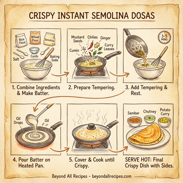 Crispy Instant Semolina Dosas instructions