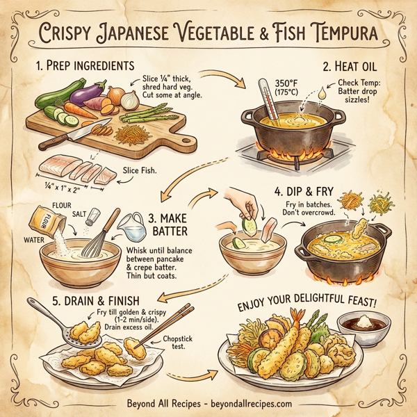 Crispy Japanese Vegetable and Fish Tempura instructions