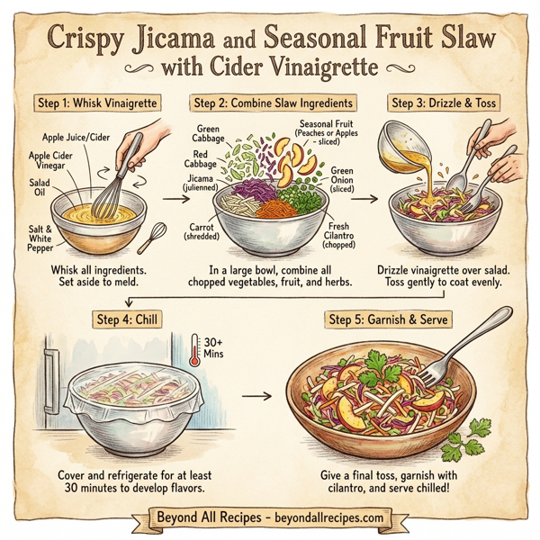 Crispy Jicama and Seasonal Fruit Slaw with Cider Vinaigrette instructions