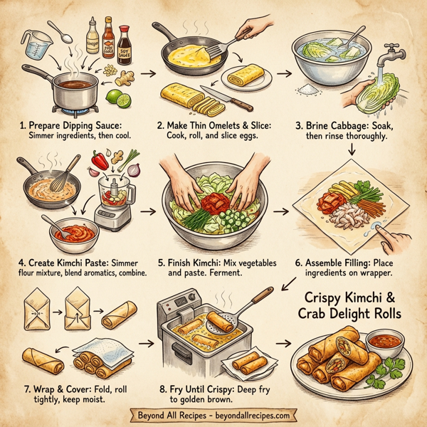 Crispy Kimchi and Crab Delight Rolls instructions