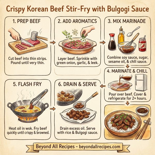 Crispy Korean Beef Stir-Fry with Bulgogi Sauce instructions