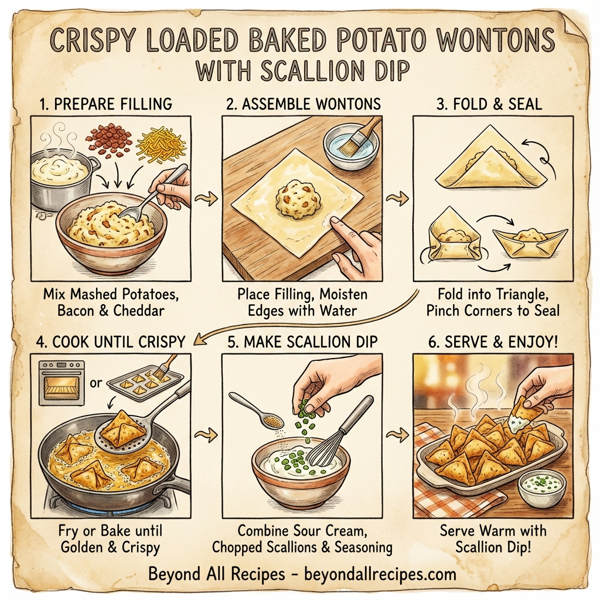 Crispy Loaded Baked Potato Wontons with Scallion Dip instructions