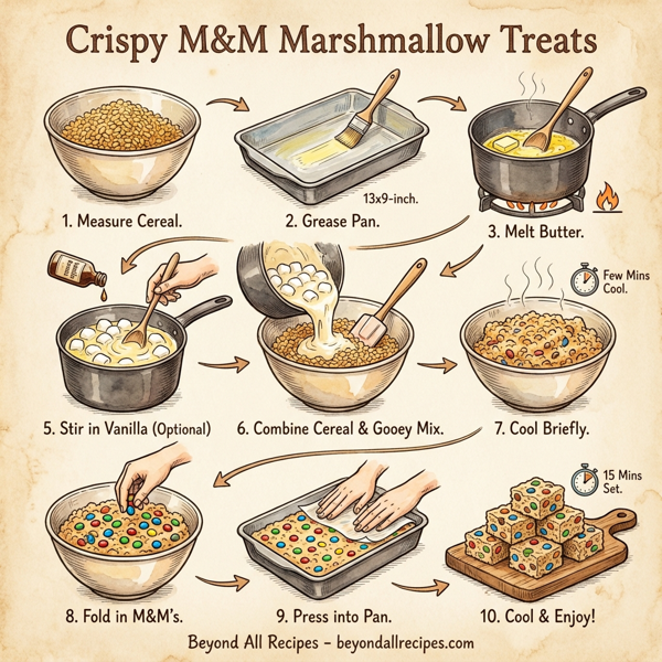 Crispy M&M Marshmallow Treats instructions