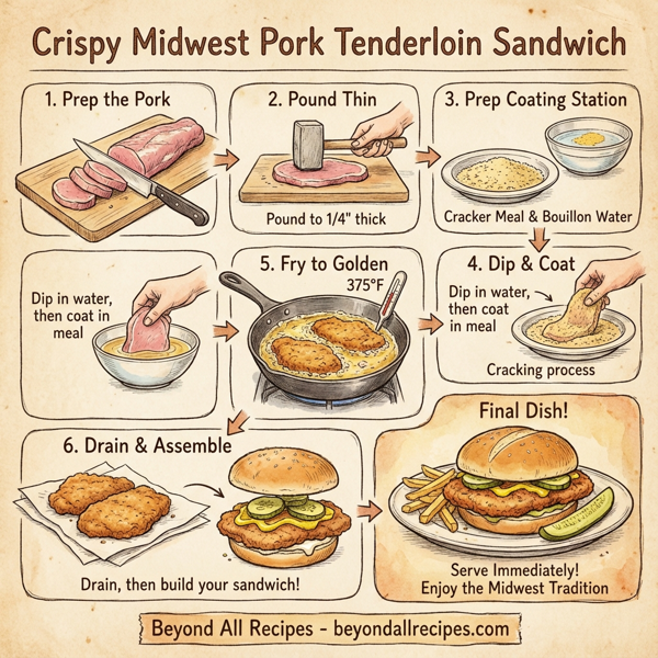 Crispy Midwest Pork Tenderloin Sandwich instructions