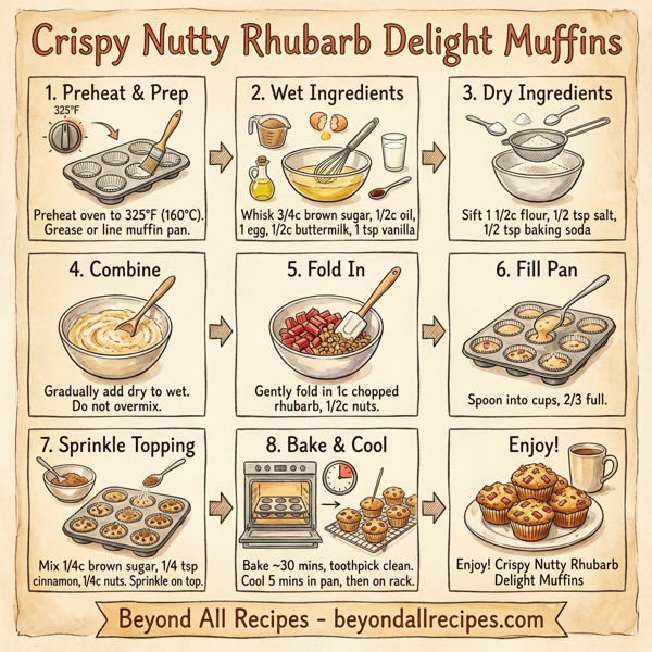Crispy Nutty Rhubarb Delight Muffins instructions