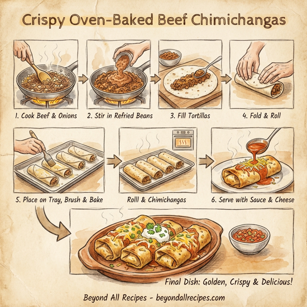 Crispy Oven-Baked Beef Chimichangas instructions