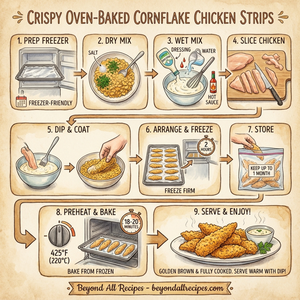 Crispy Oven-Baked Cornflake Chicken Strips instructions