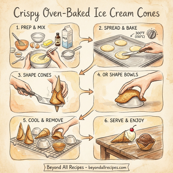 Crispy Oven-Baked Ice Cream Cones instructions