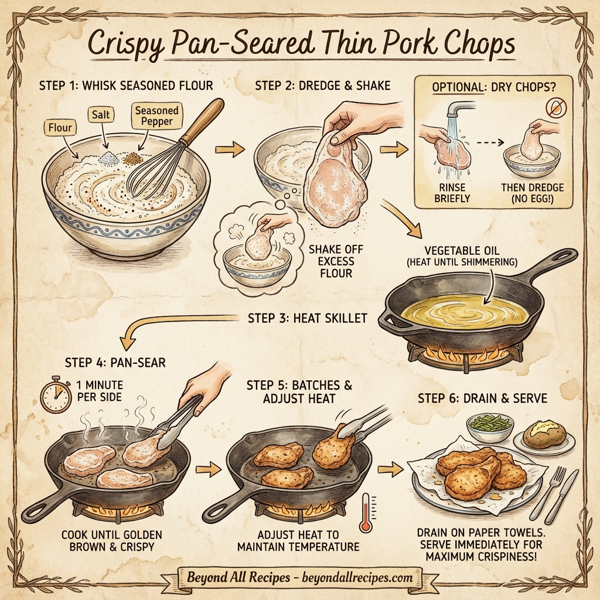 Crispy Pan-Seared Thin Pork Chops instructions