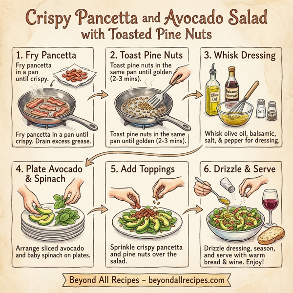 Crispy Pancetta and Avocado Salad with Toasted Pine Nuts instructions