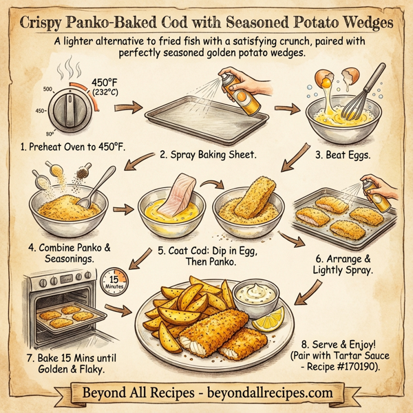 Crispy Panko-Baked Cod with Seasoned Potato Wedges instructions