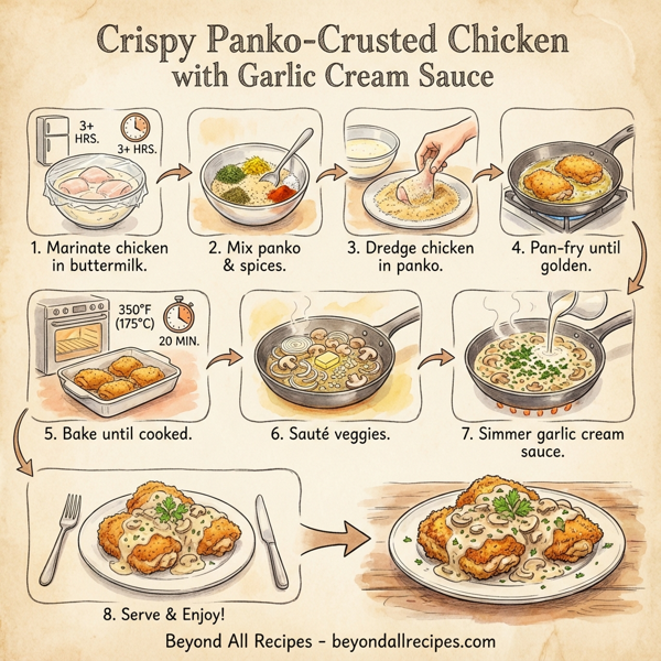 Crispy Panko-Crusted Chicken with Garlic Cream Sauce instructions