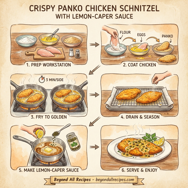 Crispy Panko Chicken Schnitzel with Lemon-Caper Sauce instructions
