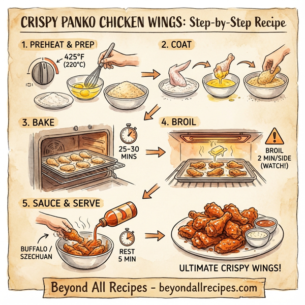 Crispy Panko Chicken Wings with Flavorful Dipping Sauces instructions