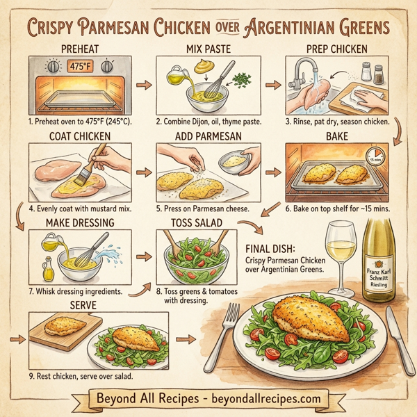 Crispy Parmesan Chicken over Argentinian Greens instructions