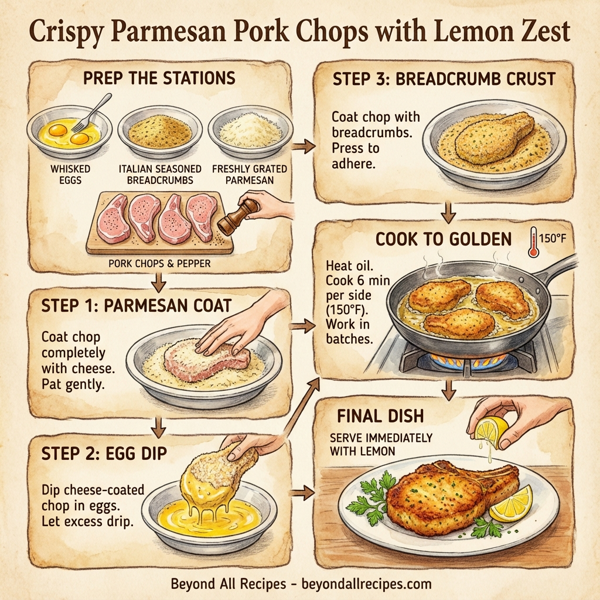 Crispy Parmesan Pork Chops with Lemon Zest instructions