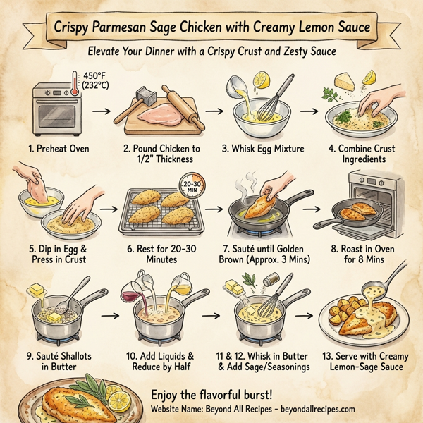 Crispy Parmesan Sage Chicken with Creamy Lemon Sauce instructions
