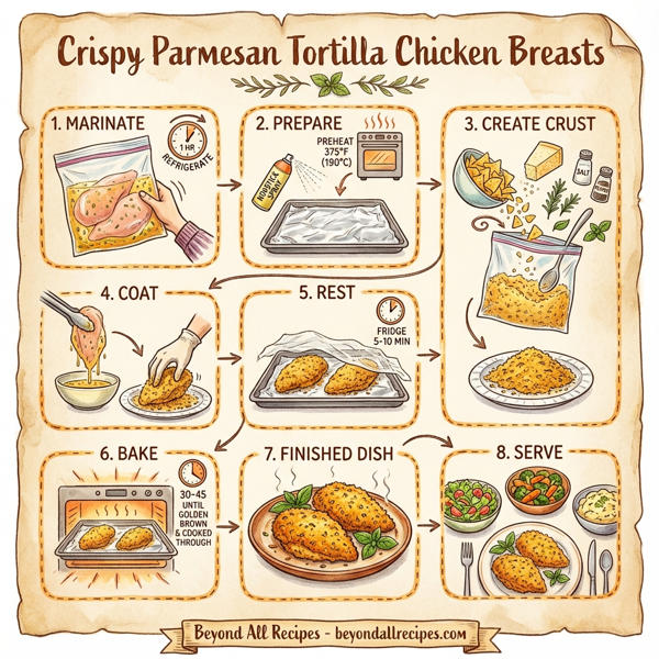 Crispy Parmesan Tortilla Chicken Breasts instructions