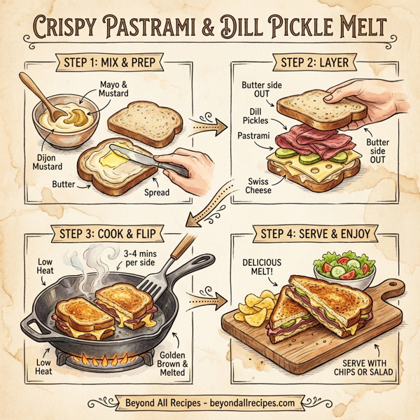 Crispy Pastrami & Dill Pickle Melt instructions