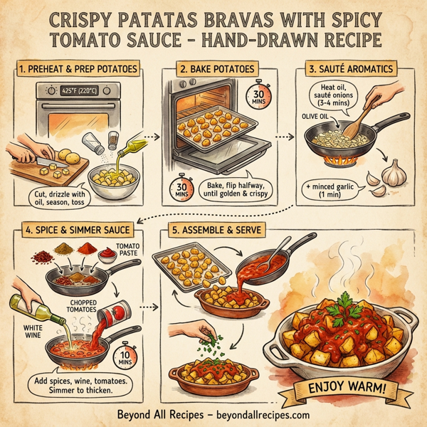 Crispy Patatas Bravas with Spicy Tomato Sauce instructions