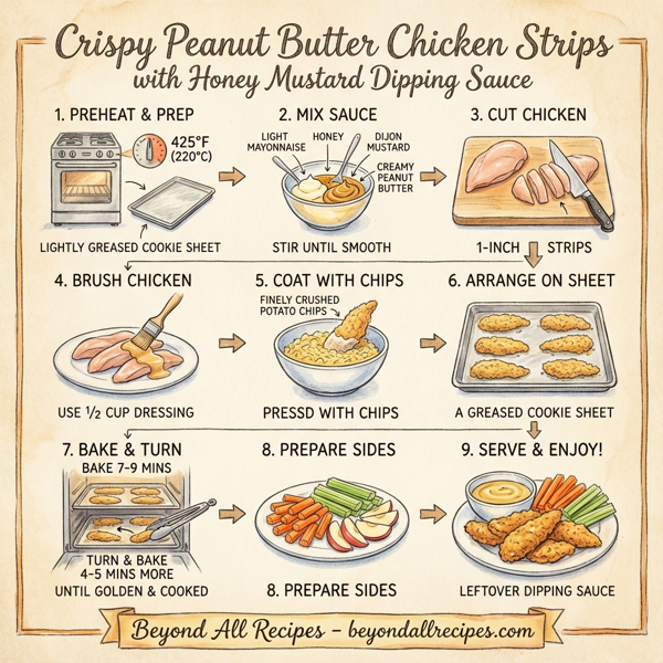 Crispy Peanut Butter Chicken Strips with Honey Mustard Dipping Sauce instructions