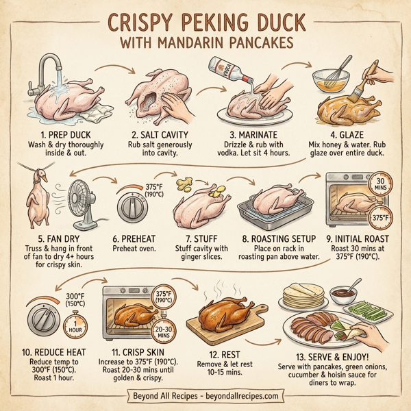 Crispy Peking Duck with Mandarin Pancakes instructions