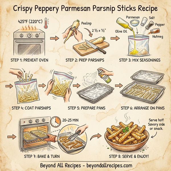 Crispy Peppery Parmesan Parsnip Sticks instructions