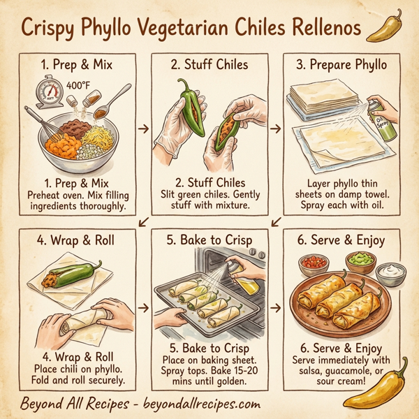 Crispy Phyllo Vegetarian Chiles Rellenos instructions