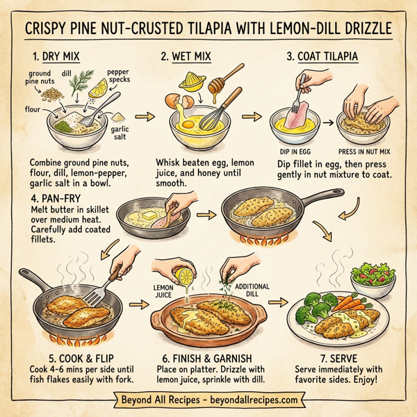 Crispy Pine Nut-Crusted Tilapia with Lemon-Dill Drizzle instructions