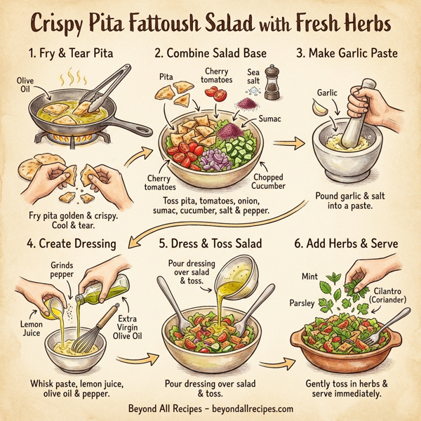 Crispy Pita Fattoush Salad with Fresh Herbs instructions