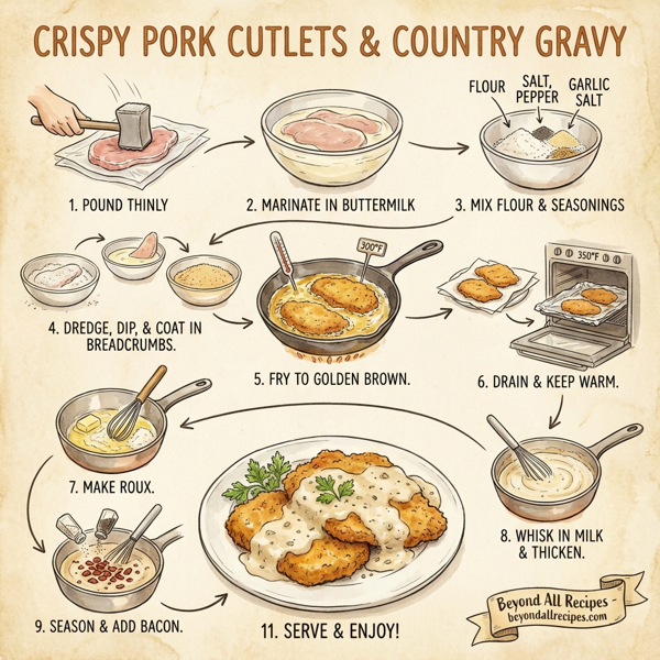 Crispy Pork Cutlets with Savory Country Gravy instructions