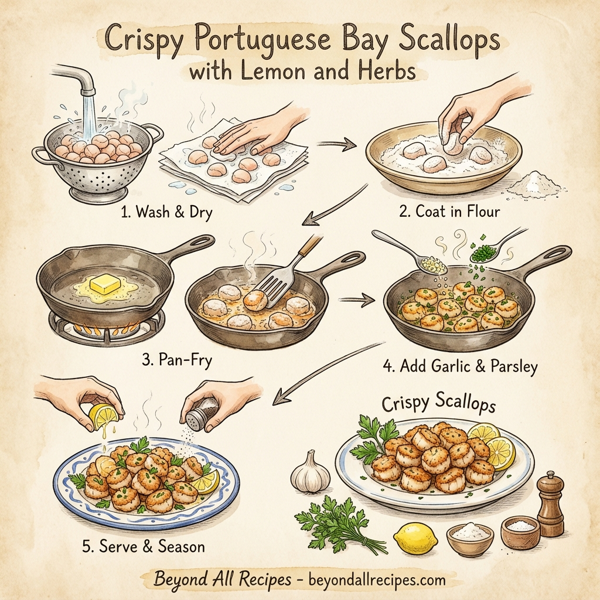 Crispy Portuguese Bay Scallops with Lemon and Herbs instructions