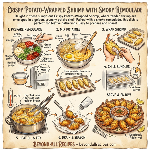 Crispy Potato-Wrapped Shrimp with Smoky Remoulade instructions