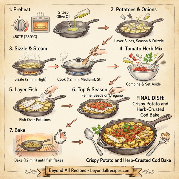 Crispy Potato and Herb-Crusted Cod Bake instructions