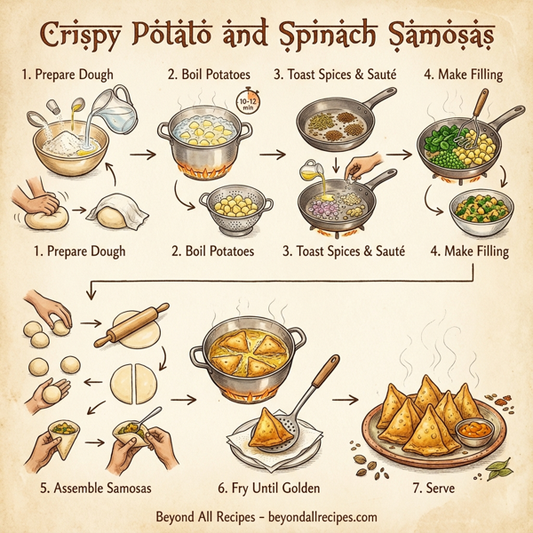 Crispy Potato and Spinach Samosas with Spices instructions