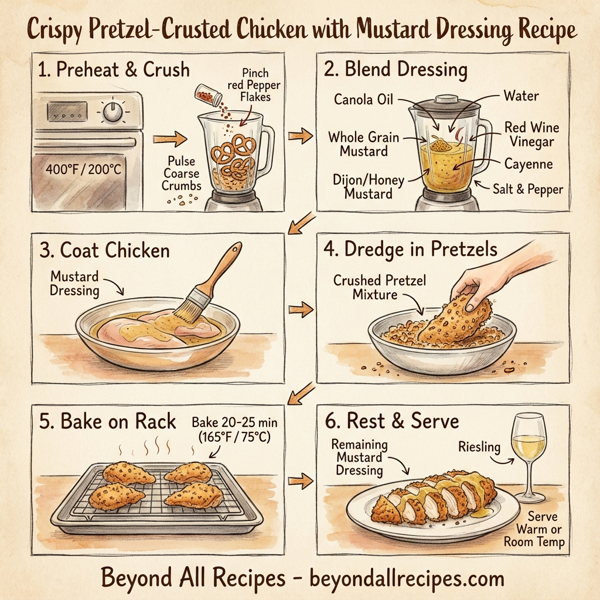 Crispy Pretzel-Crusted Chicken with Mustard Dressing instructions