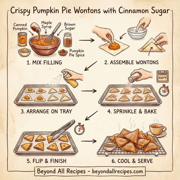 Crispy Pumpkin Pie Wontons with Cinnamon Sugar instructions