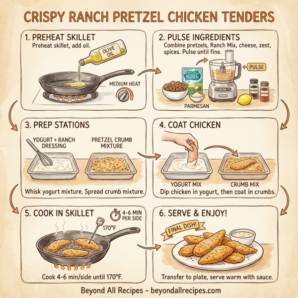 Crispy Ranch Pretzel Chicken Tenders instructions