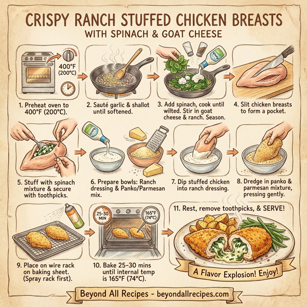 Crispy Ranch Stuffed Chicken Breasts with Spinach & Goat Cheese instructions