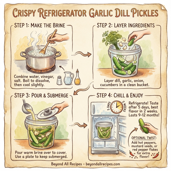Crispy Refrigerator Garlic Dill Pickles instructions