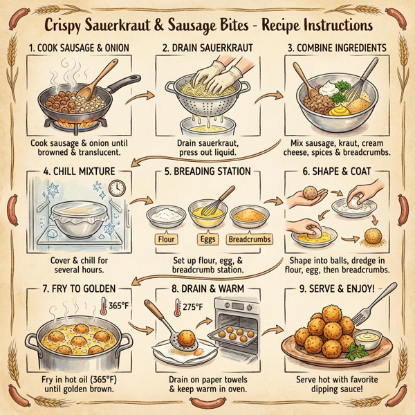Crispy Sauerkraut & Sausage Bites instructions