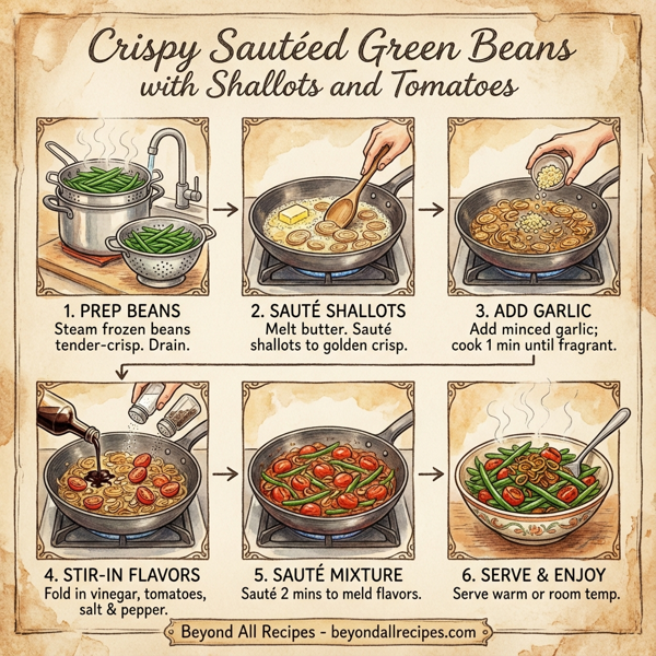 Crispy Sautéed Green Beans with Shallots and Tomatoes instructions